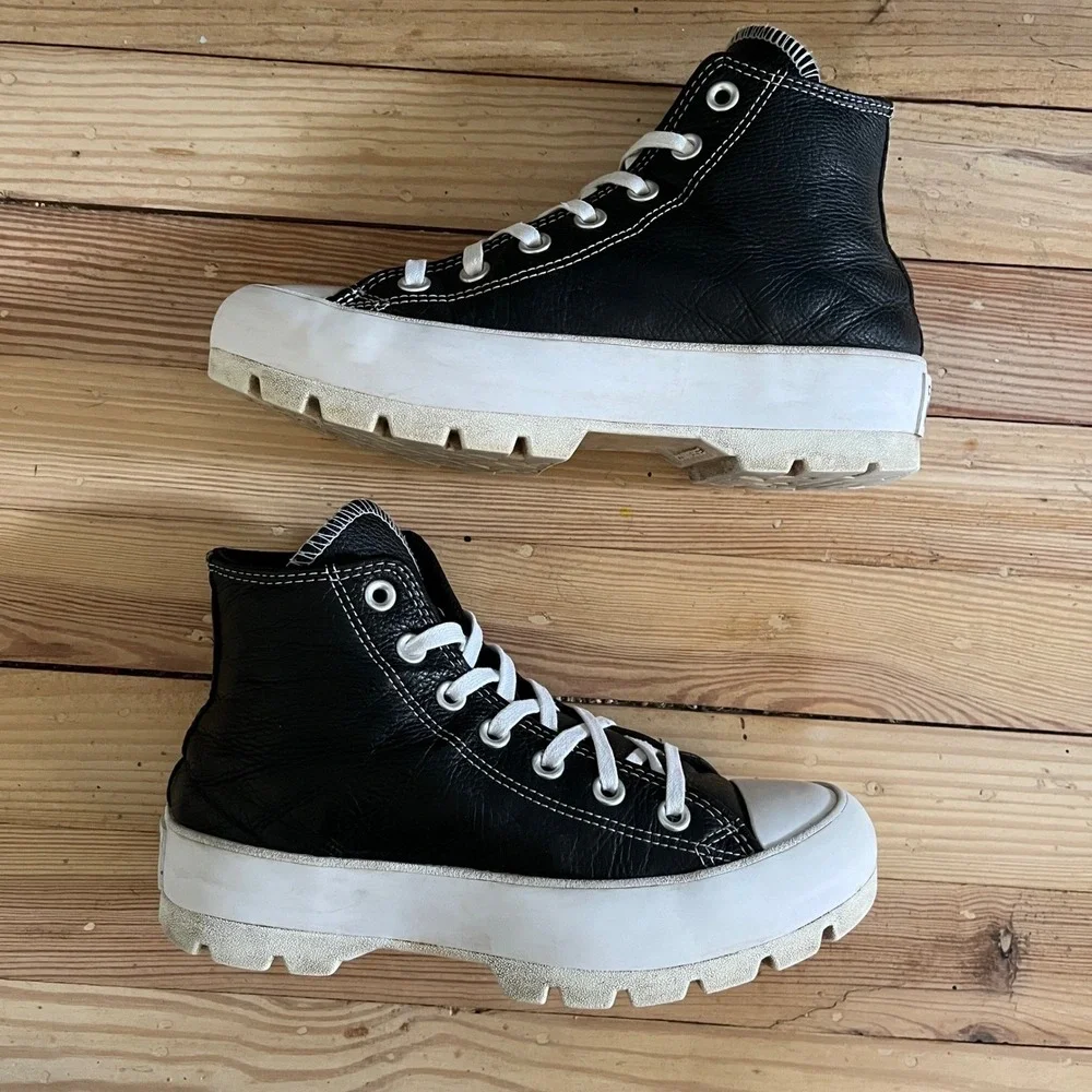 Converse Chuck Taylor All Star Lugged Leather High Top Platform Sneakers - Picture 9 of 10